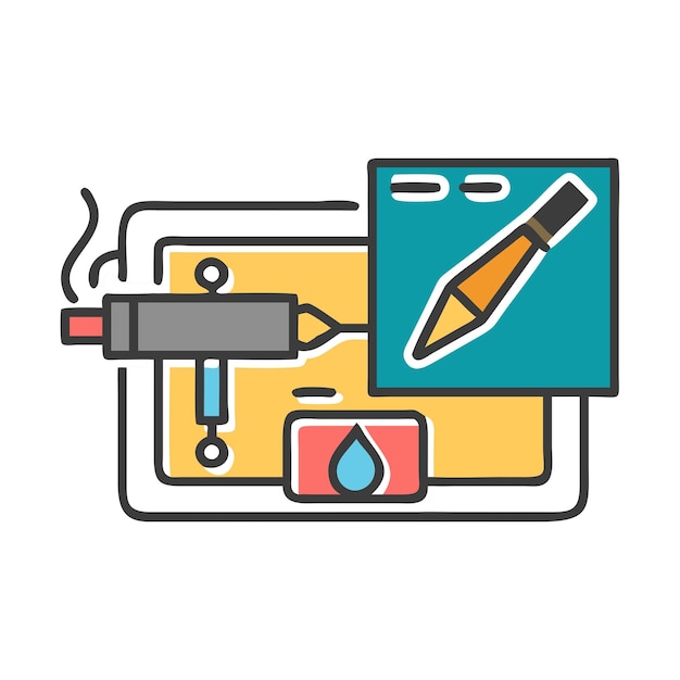 Vector a drawing of a pen and a pencil with a pen in it