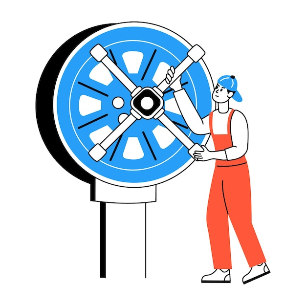 Vector a drawing style illustration of lug wrench