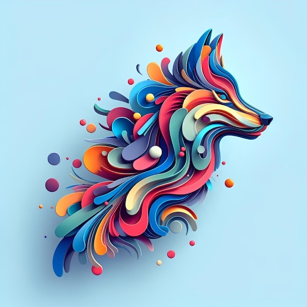 Vector a drawing of a wolf with colorful designs on it