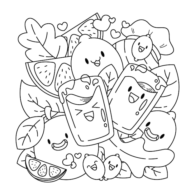 Vector drink coloring page kawaii illustration