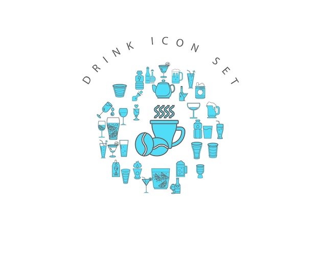 Vector drink icon set design