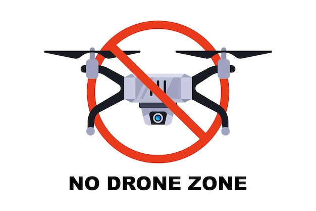 Vector drone ban nofly zone flat vector illustration