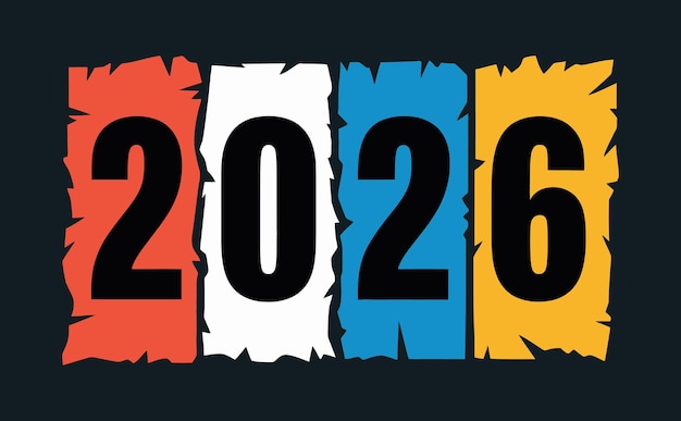 Vector dynamic 2026 text with grunge block style