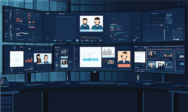 Vector dynamic virtual meeting illustration