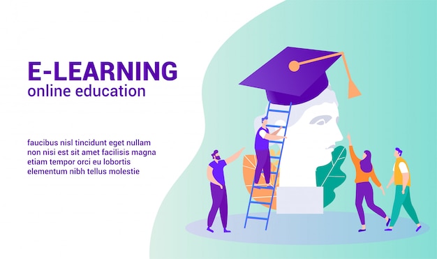 Vector e-learning online education. illustration.