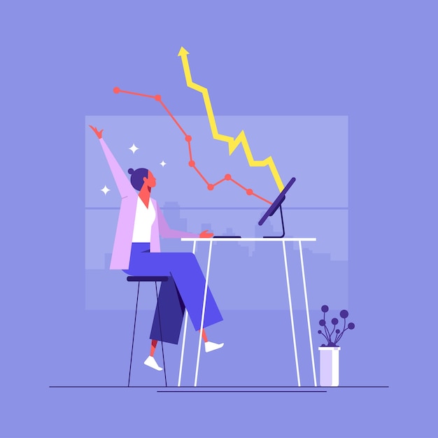 Vector earn money from investment technical analysis concept