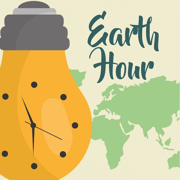 Vector earth hour cartoon