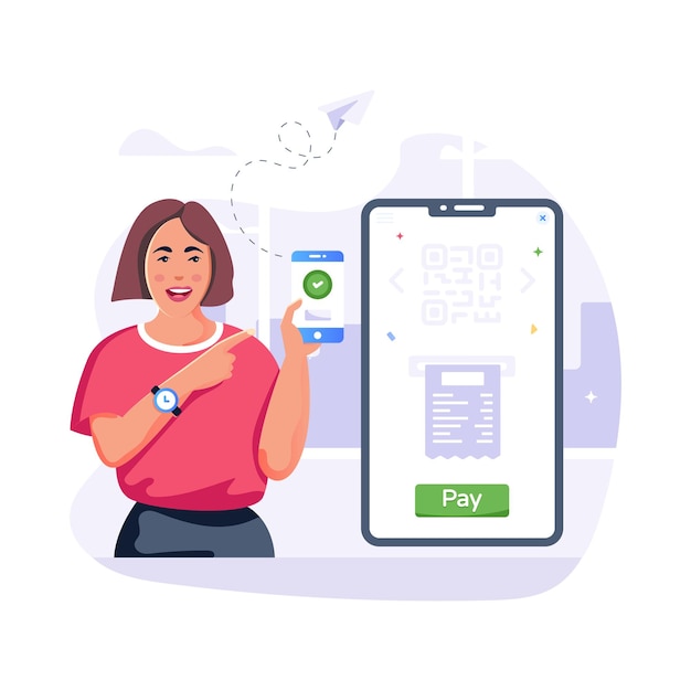 Vector easy to use flat illustration of delivery code