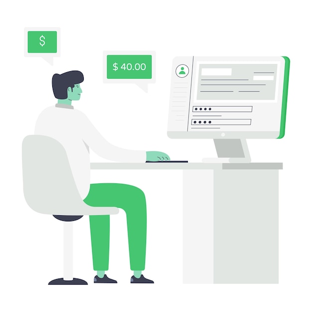 Vector echeck payment illustration in flat style