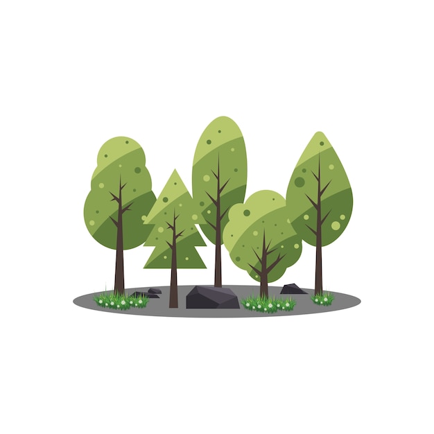Vector eco style life green forest flat design background
