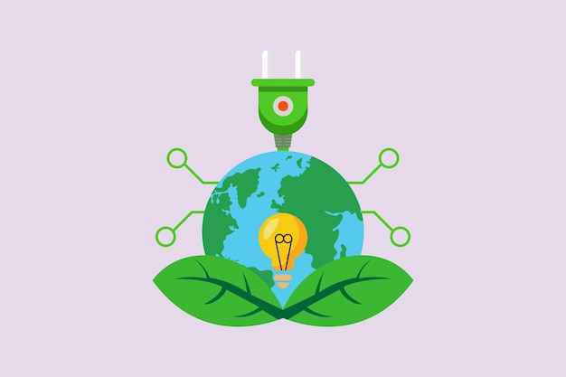 Vector ecofriendly technology green tech concept colored flat vector illustration isolated