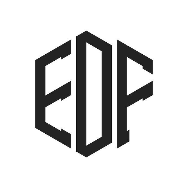 Vector edf logo design initial letter edf monogram logo using hexagon shape