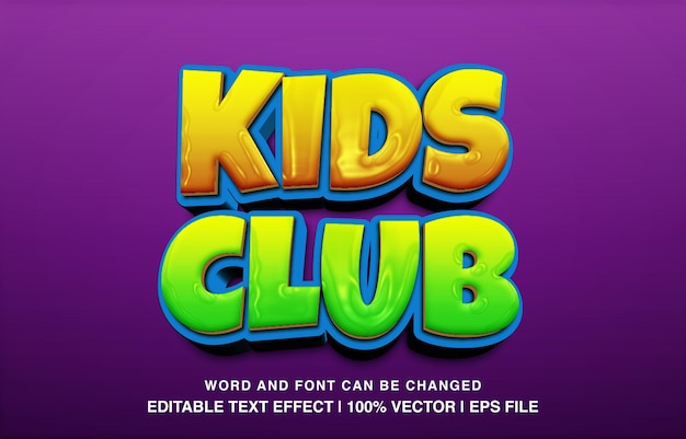 Vector editable 3d bold kids club