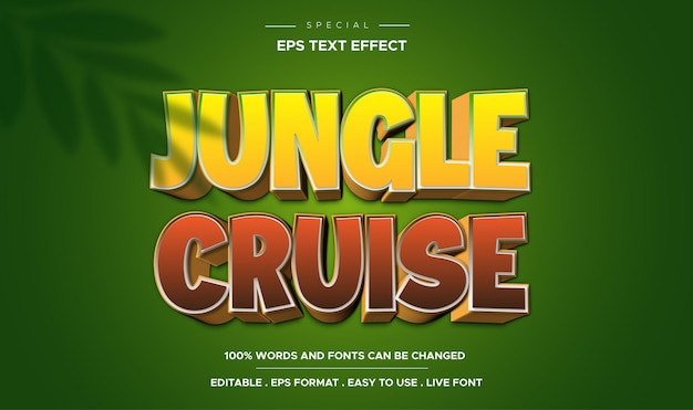 Vector editable 3d jungle cruise text effect