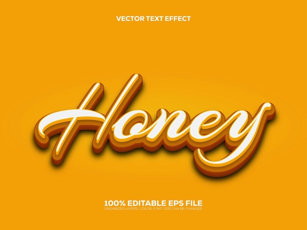 Vector editable 3d style honey text effect