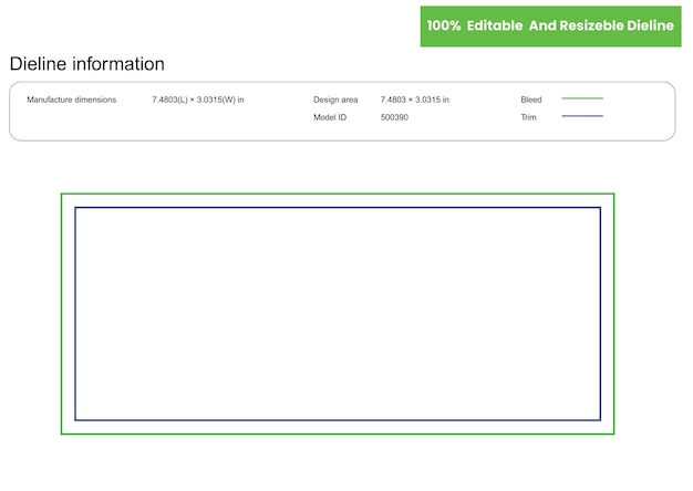 Vector editable dieline template with bleed and trim lines for product packaging