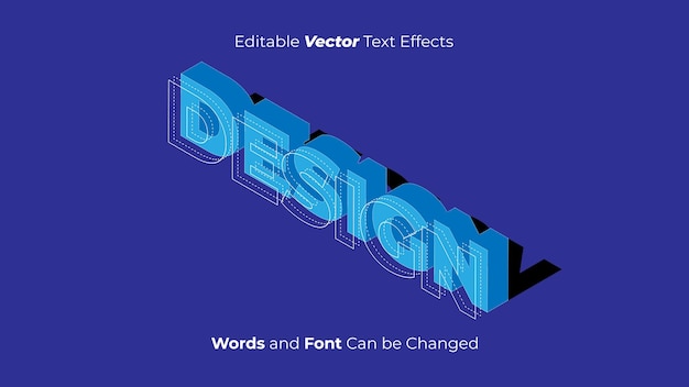 Vector editable flat 3d isometric vector text effect design template