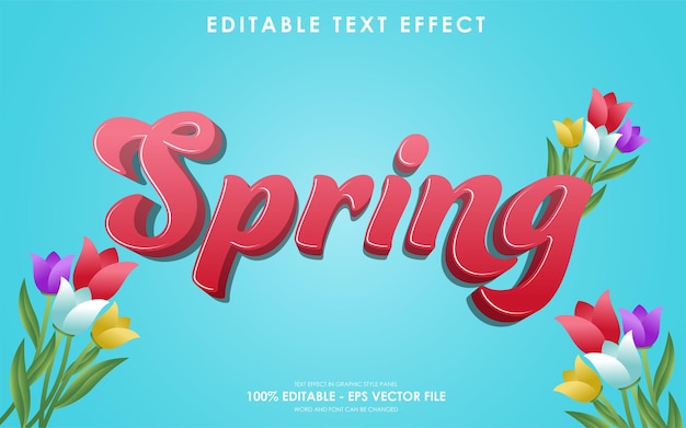Vector editable happy spring 3d text effect