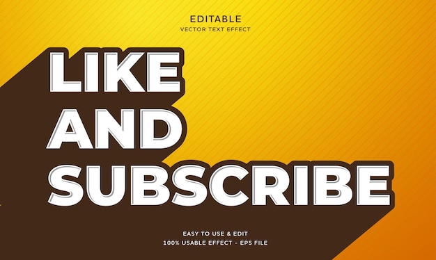 Vector editable like and subscribe text effect template