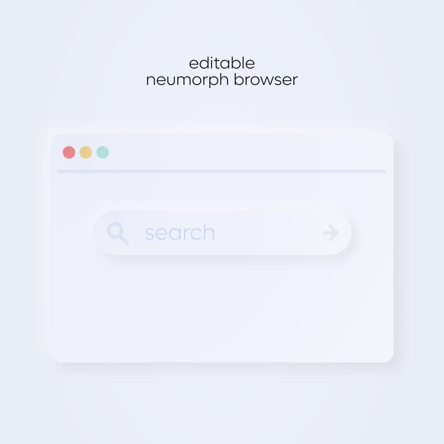 Vector editable neumorph search bar browser ui element