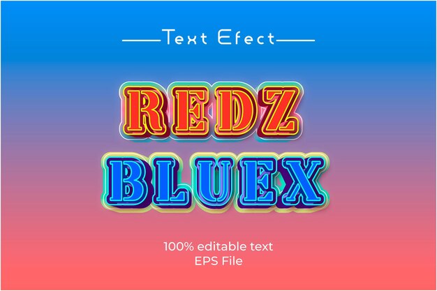 Vector editable red blue vector text effect template