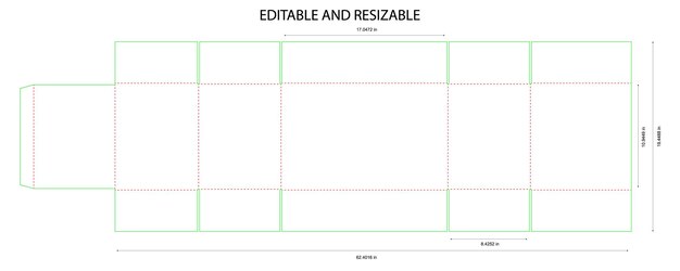 Vector editable resizable product packaging box dieline template