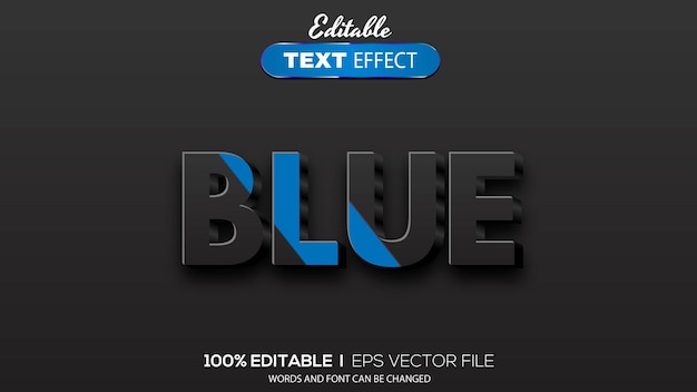 Vector editable text effect blue theme