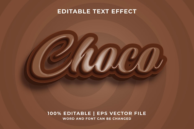 Vector editable text effect - choco 3d template style premium vector