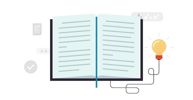 Vector education, learning, studying, reading a book and classes, lessons, training, courses, tutorials.