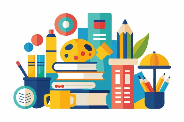 Vector education materials for creative learning a