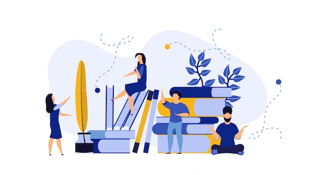 Vector education people with books illustration