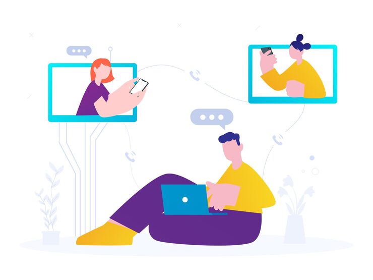 education technology illustration Online tutorials concept