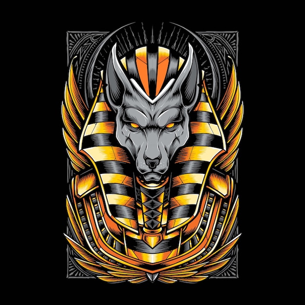 Vector egypt jackal anubis tshirt illustration