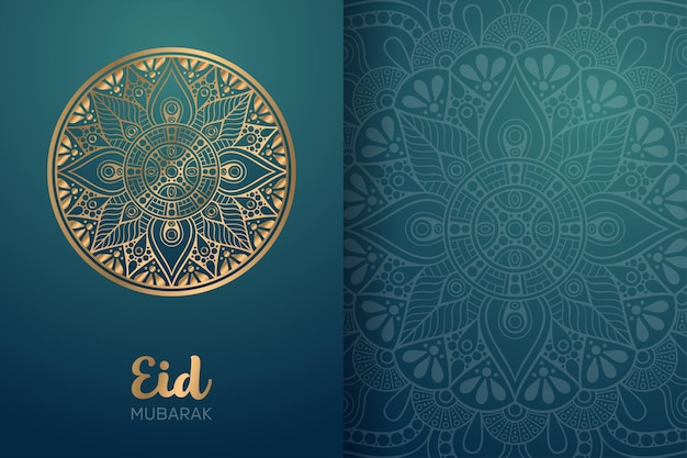 Vector eid mubarak card with mandala ornament.