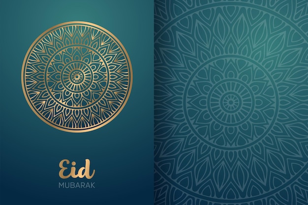 Vector eid mubarak card with mandala ornament.