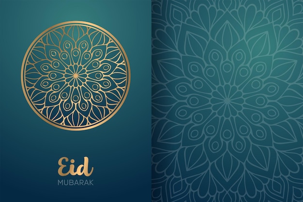 Vector eid mubarak card with mandala ornament.