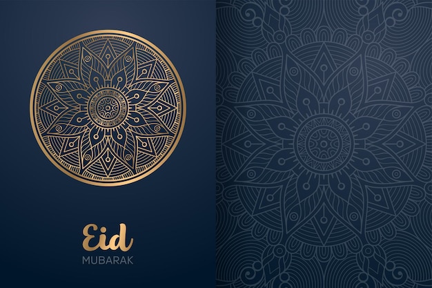 Vector eid mubarak card with mandala ornament.