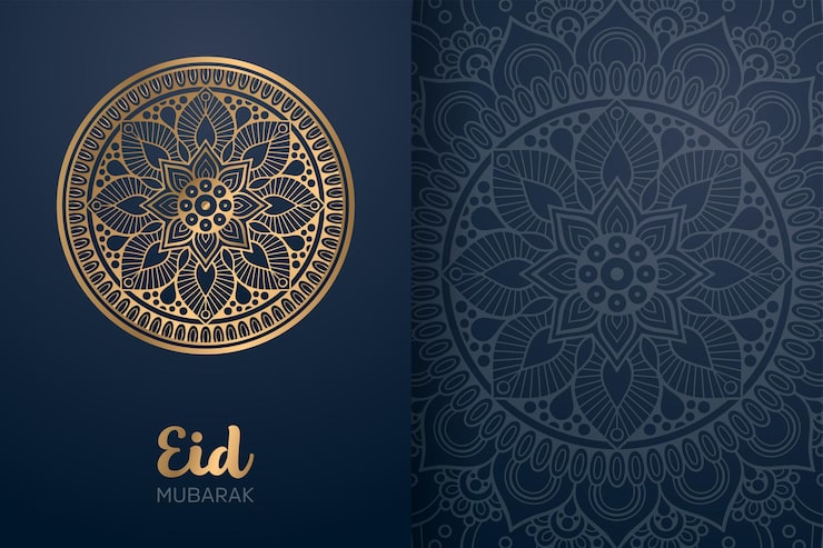Vector eid mubarak card with mandala ornament.