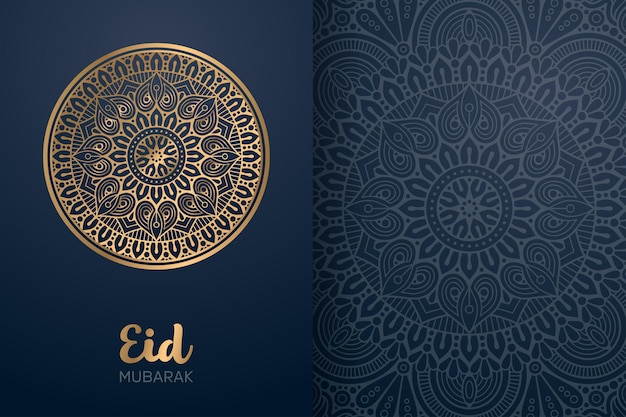 Vector eid mubarak card with mandala ornament.
