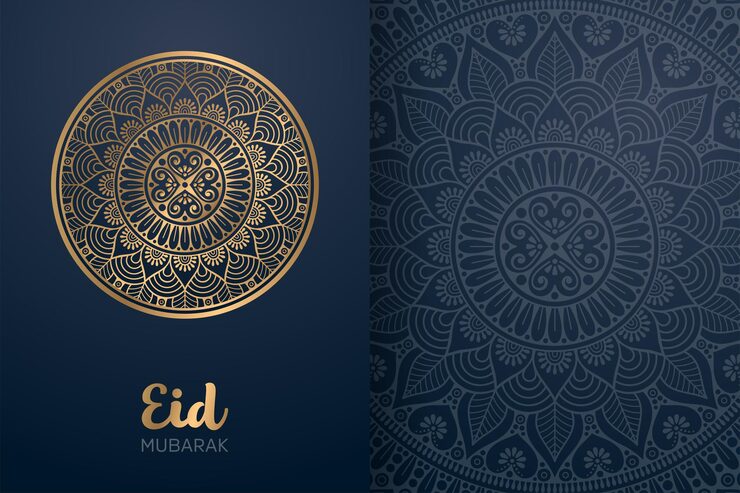Vector eid mubarak card with mandala ornament.