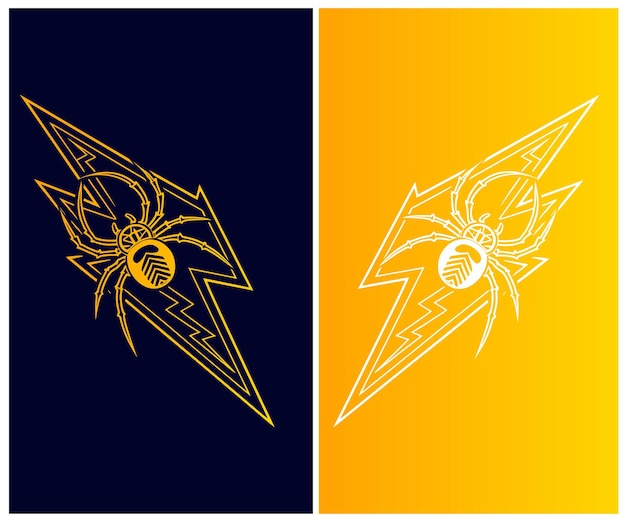 Vector electric spider and lightning bolt emblem