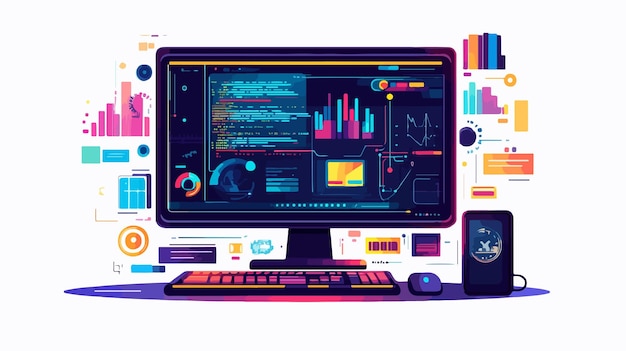 Vector electronic computer screen technology icon tech device graphic design