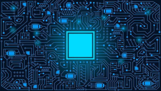 Vector electronics board high tech circuit board vector background artificial intelligence circuit line style smart network ai digital technology futuristic microchip processor