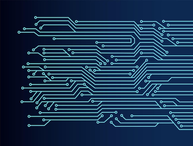 Vector electronics board high tech digital data connection system concept circuit engineering technology computer electronic printed circuit board microcircuit design