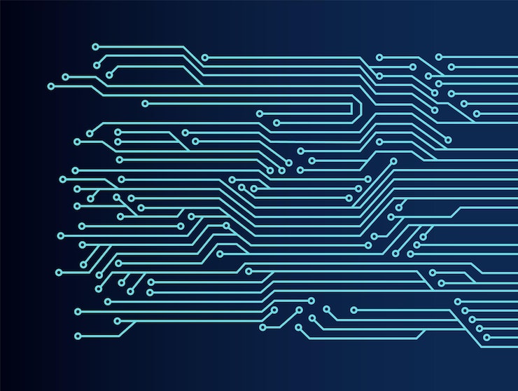 Electronics board High tech digital data connection system concept Circuit engineering technology Computer electronic printed circuit board microcircuit design