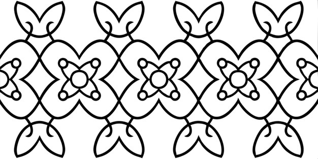 Vector elegant floral line art pattern design