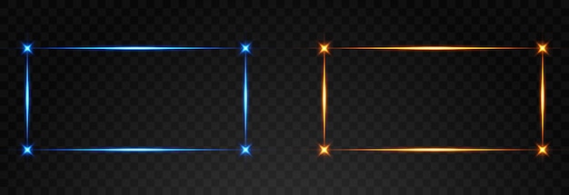 Vector elegant glowing frame lines lightline vector neon light effects in the form of a frame png