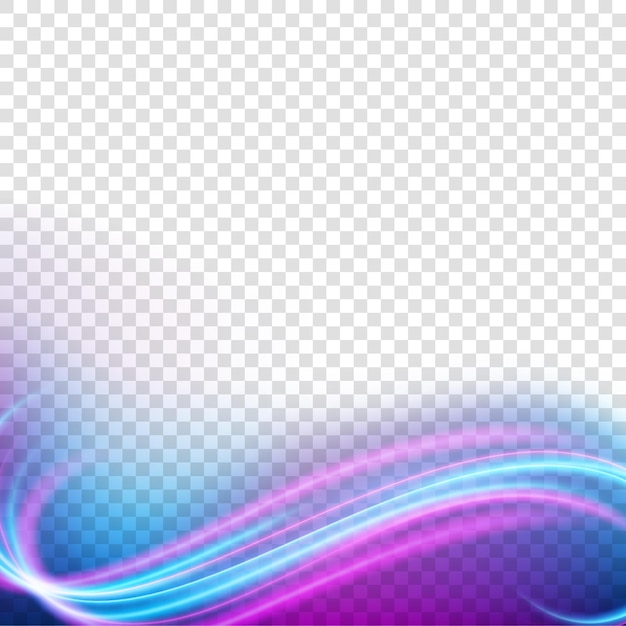 Vector elegant light frame, wavy neon light, isolated on transparent