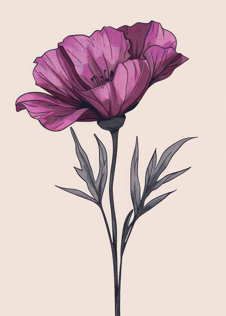 Vector elegant pink flower illustration