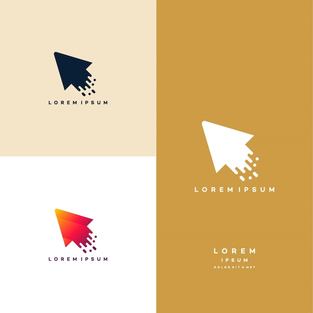 Vector elegant pixel arrow logo template, fast cursor logo designs concept, pixel cursor logo template